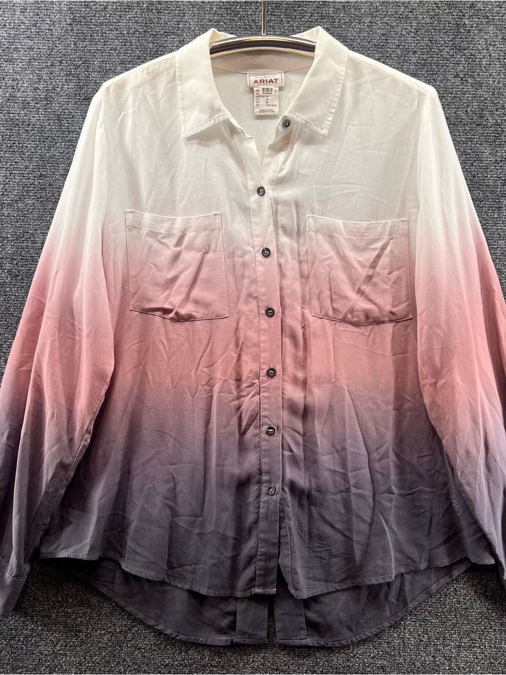 Ariat Ombre Button Up Shirt Womens Medium Multicolor Back Slit Western Rodeo